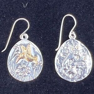 Elegant Silver and Gold Bird Earrings
